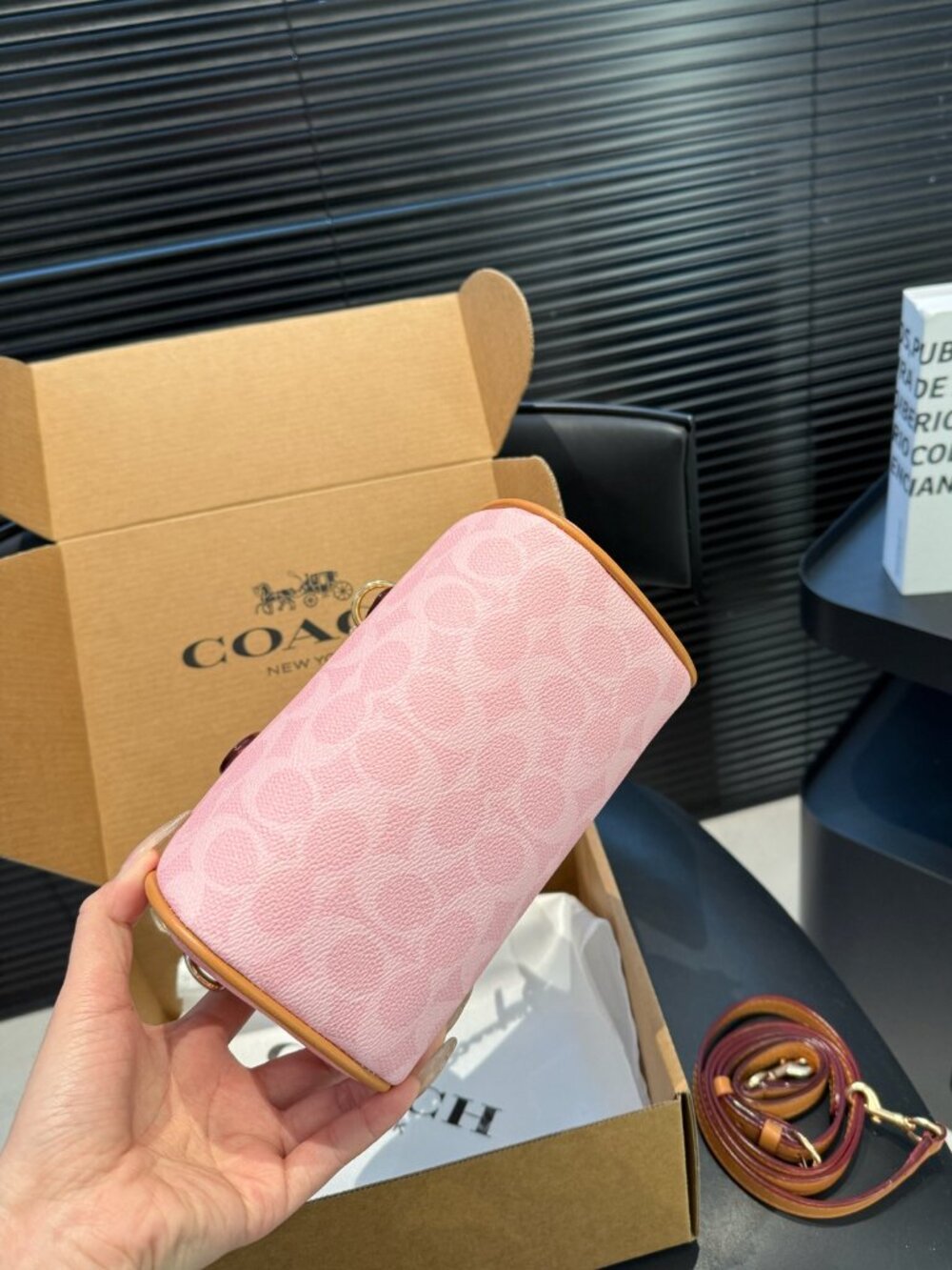 NWT Coach Mini Rowan Crossbody Bag In Signature Canvas Pink Powder CEK79 - Picture 6 of 9